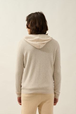 Gilet à capuche Neurre 100% cachemire, 2 fils - Beige chiné