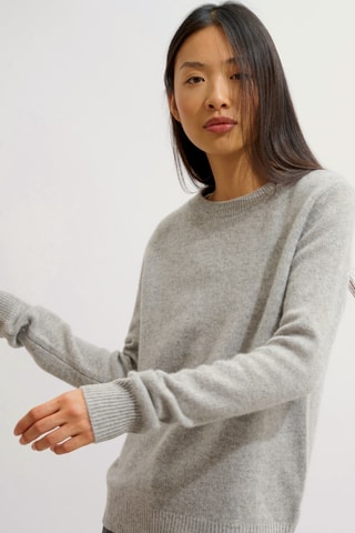 Pull Lexini 100% cachemire, 4 fils - Col rond - Gris clair chiné