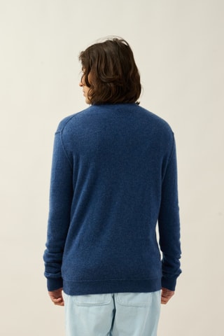 Pull Candice 100% cachemire, 2 fils - Col montant zippé - Bleu foncé