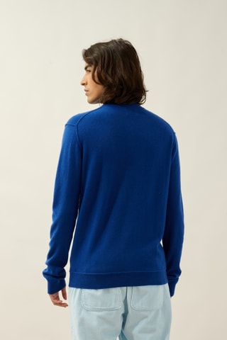 Pull Candice 100% cachemire, 2 fils - Col montant zippé - Bleu pétrole