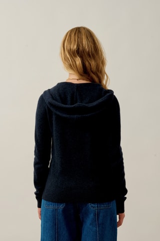 Gilet à capuche Colombis 100% cachemire, 2 fils - Bleu nuit