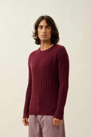 Pull Darri 100% cachemire, 2 fils - Col rond - Bordeaux