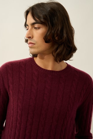 Pull Darri 100% cachemire, 2 fils - Col rond - Bordeaux