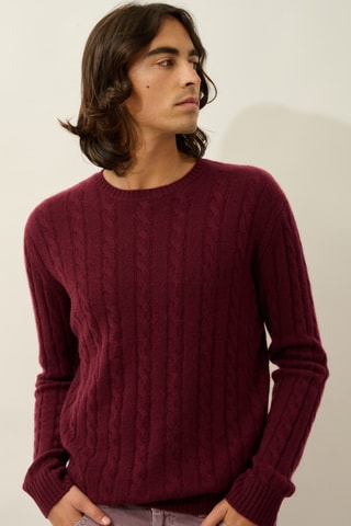 Pull Darri 100% cachemire, 2 fils - Col rond - Bordeaux