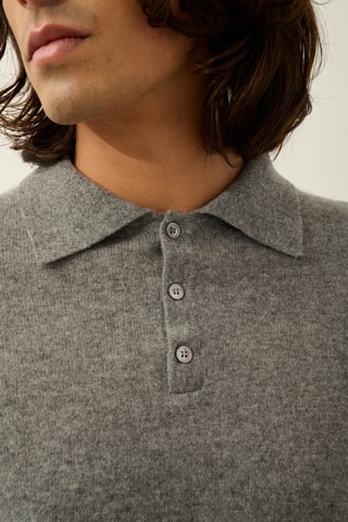 Polo Charvet 100% cachemire, 2 fils - Gris chiné