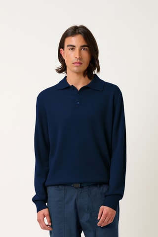 Polo Charvet 100% cachemire, 2 fils - Bleu marine