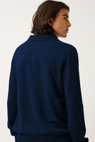 Polo Charvet 100% cachemire, 2 fils - Bleu marine