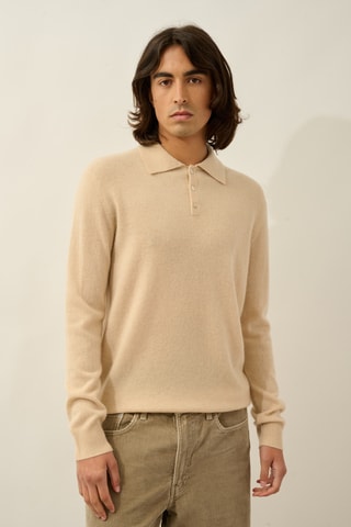 Polo Charvet 100% cachemire, 2 fils - Beige