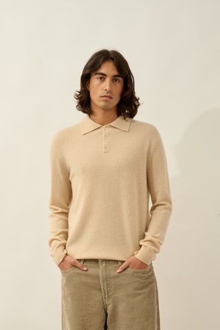 Polo Charvet 100% cachemire, 2 fils - Beige