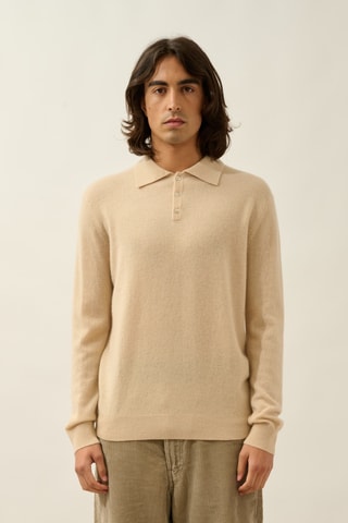Polo Charvet 100% cachemire, 2 fils - Beige