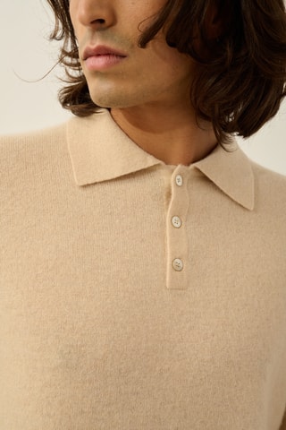 Polo Charvet 100% cachemire, 2 fils - Beige