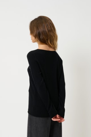 Pull Glyder 100% cachemire, 2 fils - Col rond - Noir