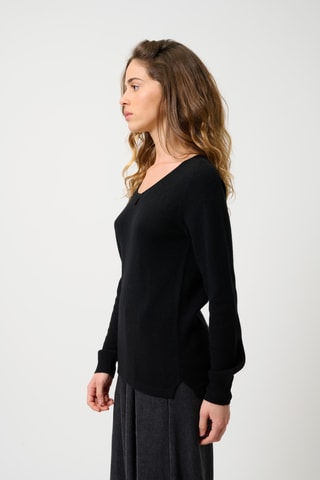 Pull Glyder 100% cachemire, 2 fils - Col rond - Noir