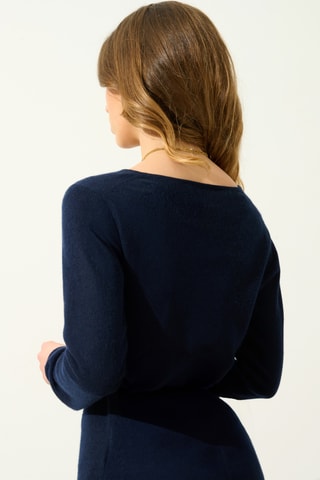 Pull Glyder 100% cachemire, 2 fils - Col rond - Bleu marine