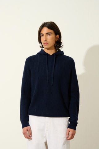 Sweat à capuche Mida 100% cachemire, 2 fils - Bleu marine