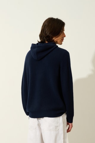 Sweat à capuche Mida 100% cachemire, 2 fils - Bleu marine