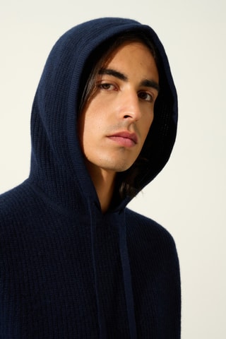 Sweat à capuche Mida 100% cachemire, 2 fils - Bleu marine