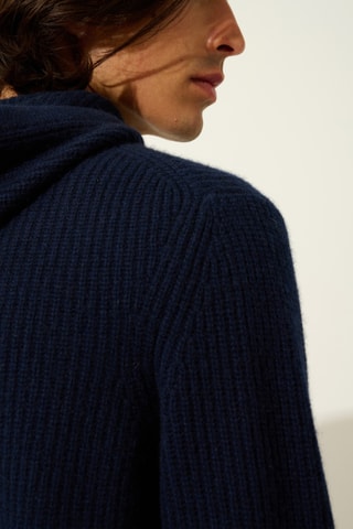 Sweat à capuche Mida 100% cachemire, 2 fils - Bleu marine