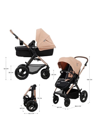 4-in-1 Kinderwagen + Accessoires Moov 2 Air Wheels - Vanaf de Geboorte - Tot 27 kg - Zwart en beige
