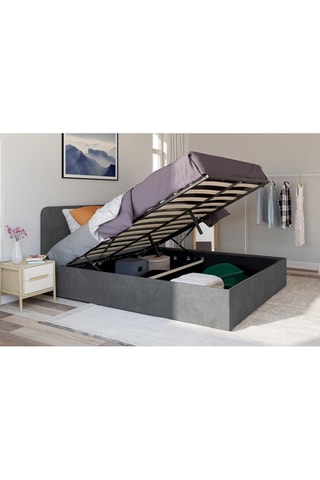 Cama com arrumação e sommier Louise - Cinzento