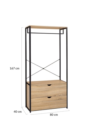 Closet de 2 gavetas Memphis - Imitação de madeira e preto