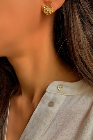 Oorbellen Zilver Doublé Geelgoud en Parelmoer