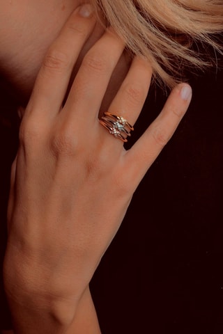 3 Ringen - Zilver, Zilver Doublé Geelgoud en Roségoud