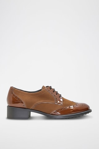 Derbies de salto em couro - Camel