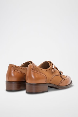 Derbies com fivelas em couro nappa envernizado - Castanho