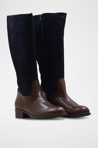 Botas em raspa de couro - Castanho