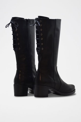 Botas em raspa de couro - Preto