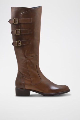 Botas em raspa de couro - Castanho-claro