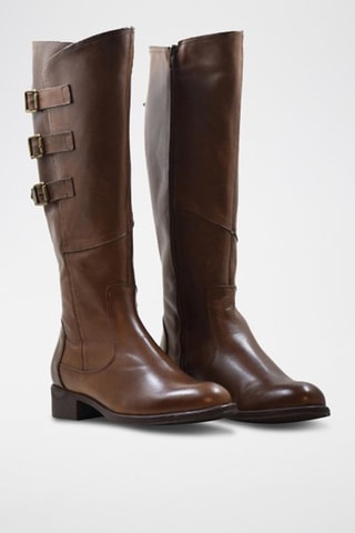 Botas em raspa de couro - Castanho-claro