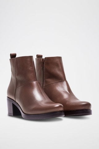 Botins em raspa de couro - Castanho