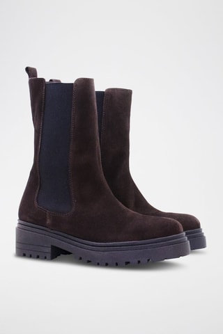 Botins Chelsea de nobuck - Castanho