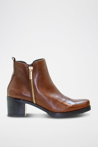 Botins em raspa de couro - Castanho-claro