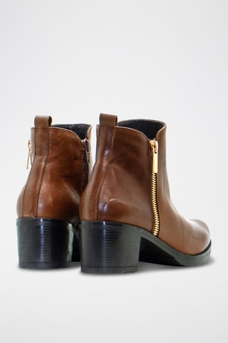 Botins em raspa de couro - Castanho-claro