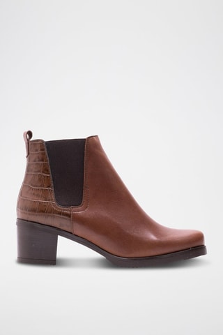 Botins em raspa de couro - Castanho