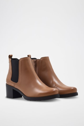 Botins em raspa de couro - Camel