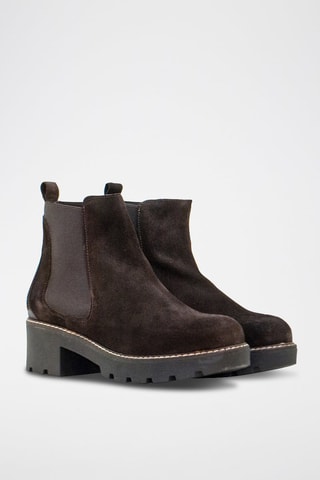 Botins Chelsea de nobuck - Castanho