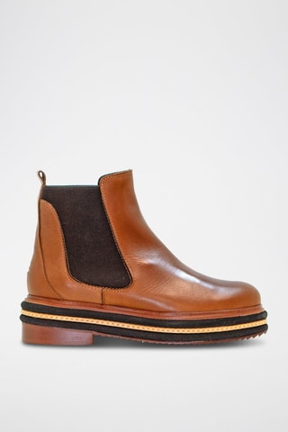 Botins Chelsea de couro nappa - Camel