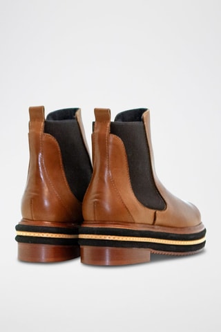 Botins Chelsea de couro nappa - Camel