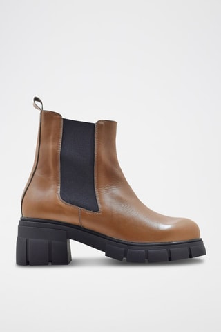 Botins Chelsea de couro - Castanho