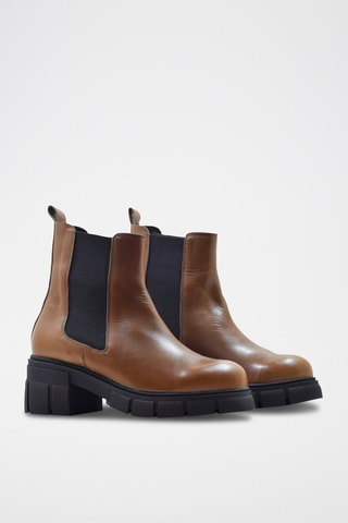 Botins Chelsea de couro - Castanho