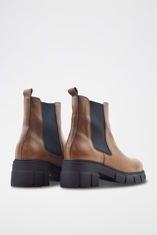 Botins Chelsea de couro - Castanho