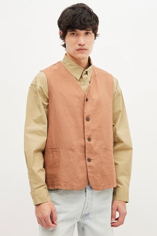 Linnen Vest Camel