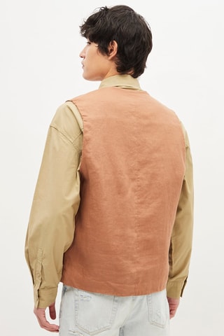 Linnen Vest Camel