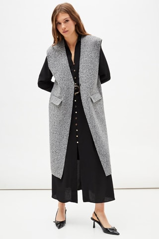 Lang Mouwloos Vest - Grijs