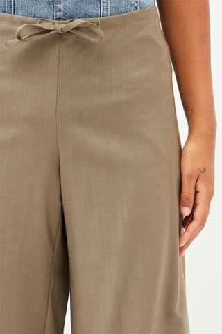 Wollen Broek Wide Legs - Donkerbeige