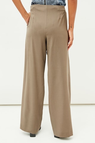 Wollen Broek Wide Legs - Donkerbeige